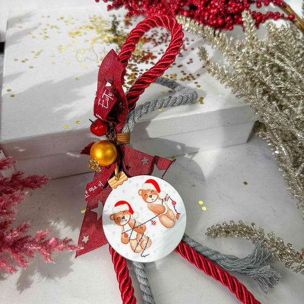 Χειροποίητο Γούρι Τοίχου 2026 με Χριστουγεννιάτικα Αρκουδάκια