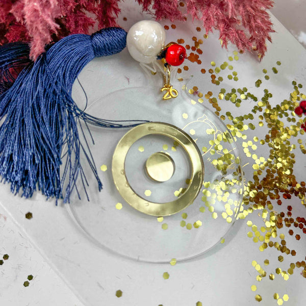 Επιτραπέζιο Plexiglass Γούρι Ρόδι Μάτι με μπλε Φούντα – 2026