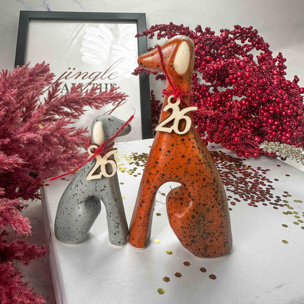 Κεραμικό Γούρι 2026 Σκυλάκια - Grey & Coffee