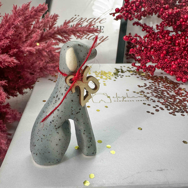 Κεραμικό Γούρι 2026 Σκυλάκια - Grey & Coffee