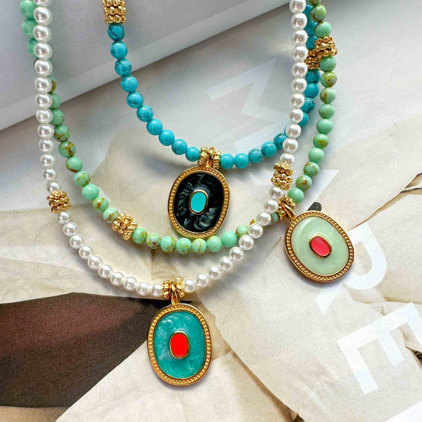 Κολιέ Shine με χρωματιστές πέτρες