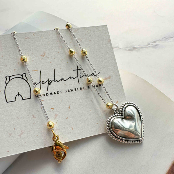 Κολιέ αλυσίδα ροζάριο με Καρδιά