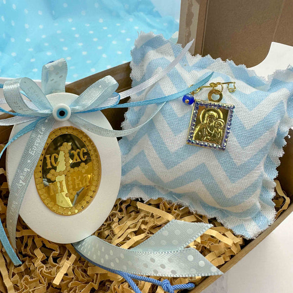 Σετ Δώρου Νεογέννητου Αγοριού - Παραμάνα Φυλαχτό & Εικόνα ICΧC