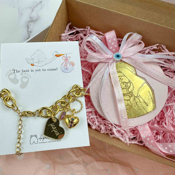 Σετ Δώρου Νεογέννητου Κοριτσιού - Βραχιόλι Μαμά & Εικόνα Παναγίας
