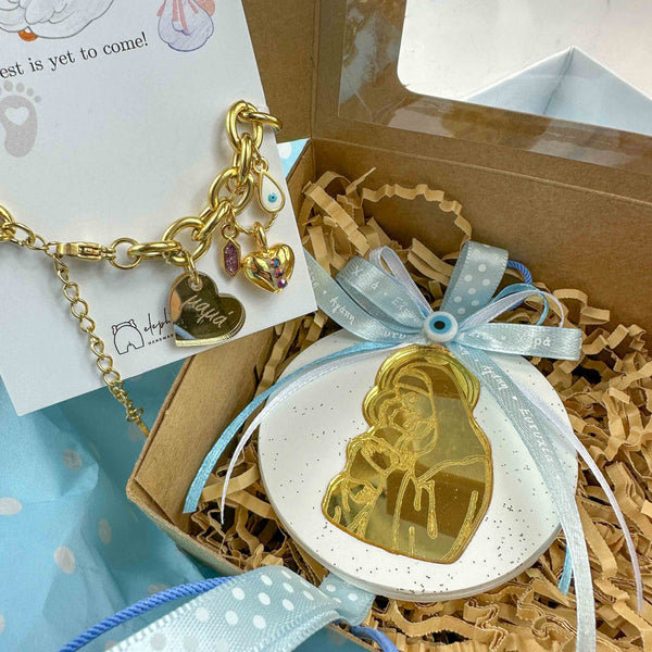 Σετ Δώρου Νεογέννητου Αγοριού - Βραχιόλι Μαμά & Εικόνα Παναγίας