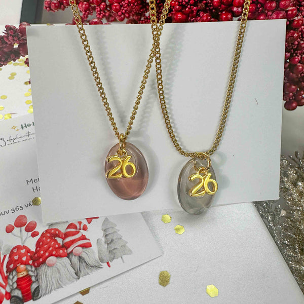 Κολιέ Γούρι 2026 με Οβάλ Στοιχείο & Ατσάλινη Αλυσίδα