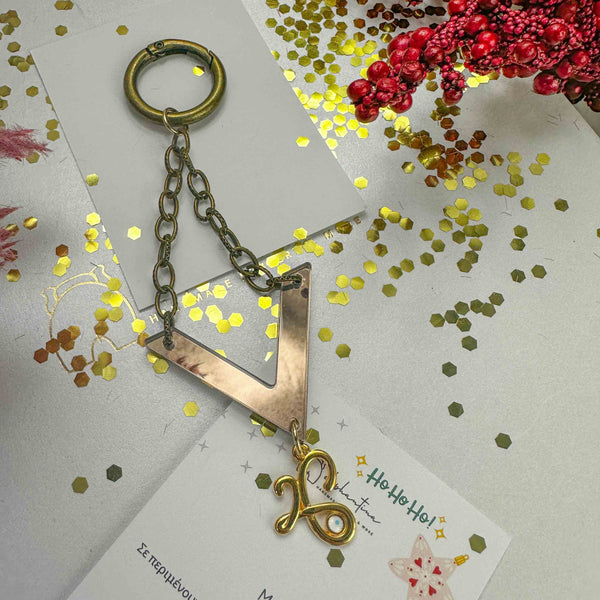 Γούρι Μπρελόκ 2026 με Τρίγωνο plexiglass & Χρυσό Charm