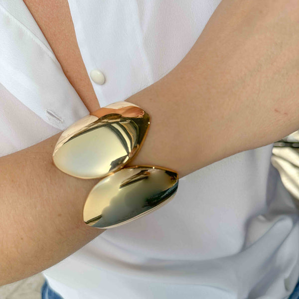 Statement Χρυσό Βραχιόλι με Οβάλ Σχεδιασμό