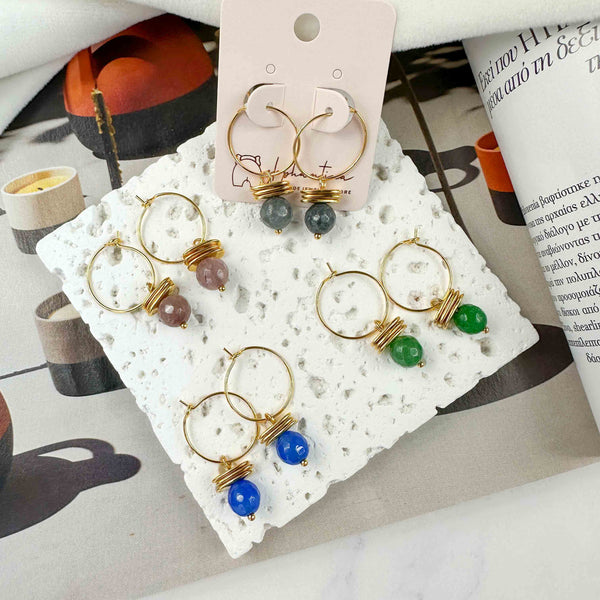 Σκουλαρίκια Κρικάκια με Αχάτες και Ροδέλες