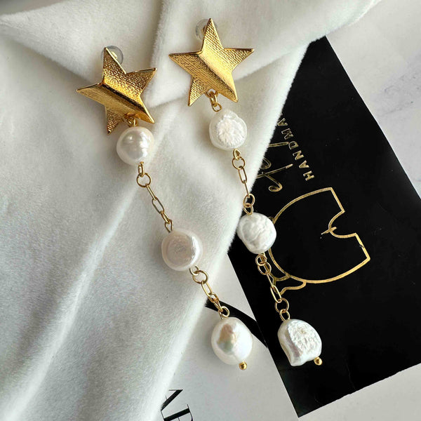 Σκουλαρίκια με Αστεράκια Καρφί και Μαργαριτάρια
