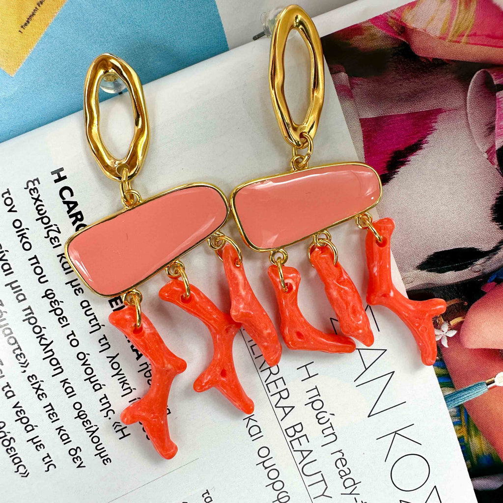 Σκουλαρίκια peach coral
