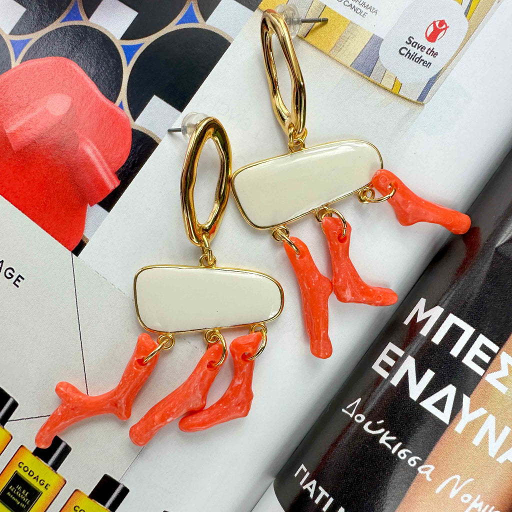 Σκουλαρίκια white and peach