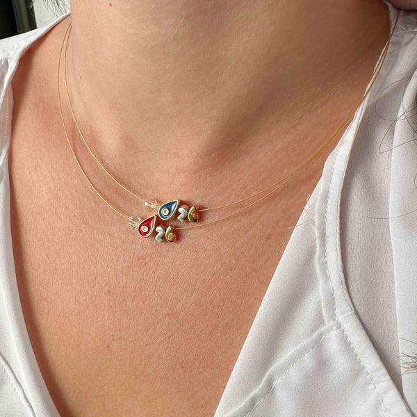 Minimal κολιέ γούρι 2026 με ματάκι με σμάλτο