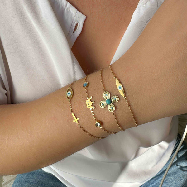 Βραχιόλι με Οβάλ Μάτι & Χρυσή Αλυσίδα