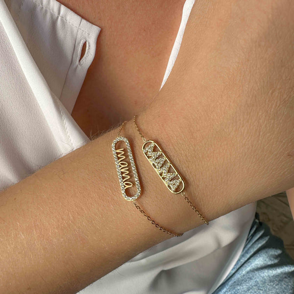 Βραχιόλι “MAMA” με Γράμματα Διακοσμημένα με Ζιργκόν