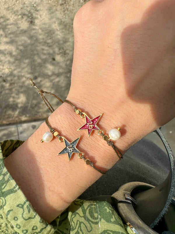 Γούρι Βραχιόλι Αστέρι Με Glitter 2026 και Μαργαριτάρι