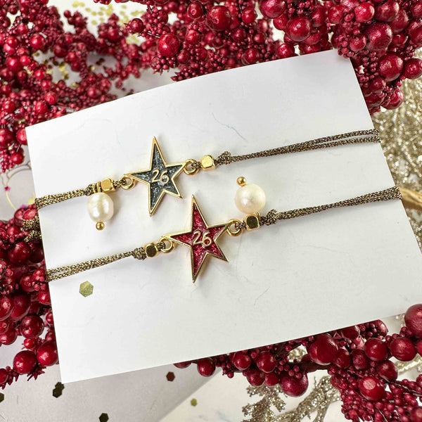 Γούρι Βραχιόλι Αστέρι Με Glitter 2026 και Μαργαριτάρι