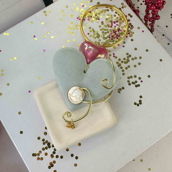 Γούρι 2026 – Υφασμάτινη και Κεραμική Καρδιά & Κεραμικό Καρέ με Φούντα