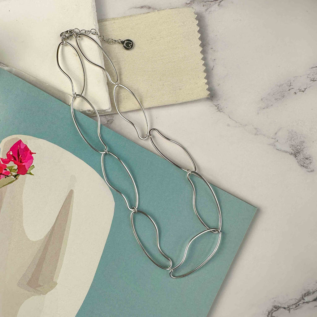 Κολιέ "Wavy Links" Ατσάλινο σε Ασημί