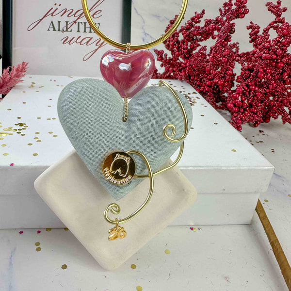 Γούρι 2026 – Υφασμάτινη και Κεραμική Καρδιά & Κεραμικό Καρέ με Φούντα