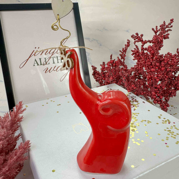 Κεραμικός Ελέφαντας με Γούρι 2026 – Διακοσμητικό Επιτραπέζιο για Καλή Τύχη