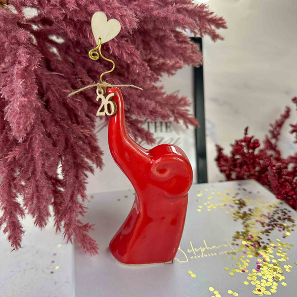 Κεραμικός Ελέφαντας με Γούρι 2026 – Διακοσμητικό Επιτραπέζιο για Καλή Τύχη