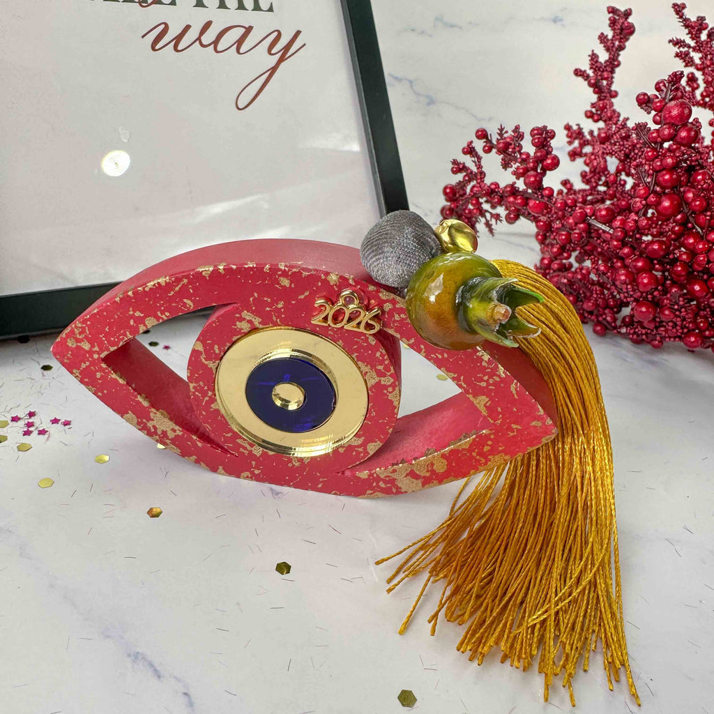 Γούρι Ξύλινο Μάτι με Plexiglass & Φούντα – 2026