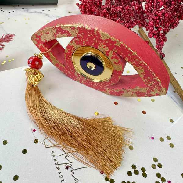 Γούρι Ξύλινο Μάτι με Plexiglass & Χρυσή Φούντα – 2026