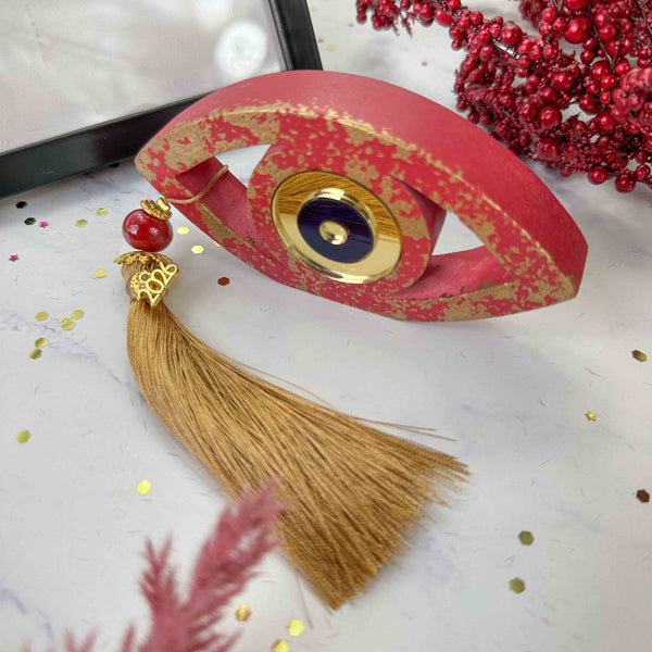 Γούρι Ξύλινο Μάτι με Plexiglass & Χρυσή Φούντα – 2026