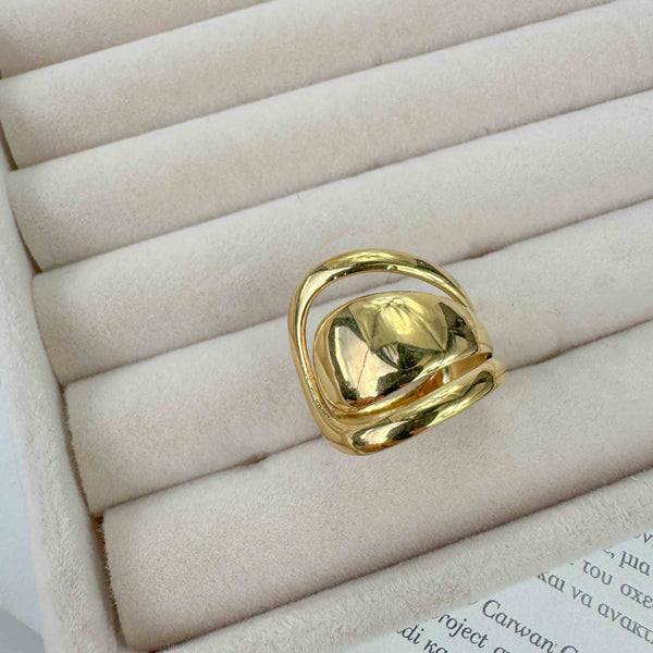 Δαχτυλίδι Από Επιχρυσωμένο Ατσάλι με Αφηρημένο Σχέδιο