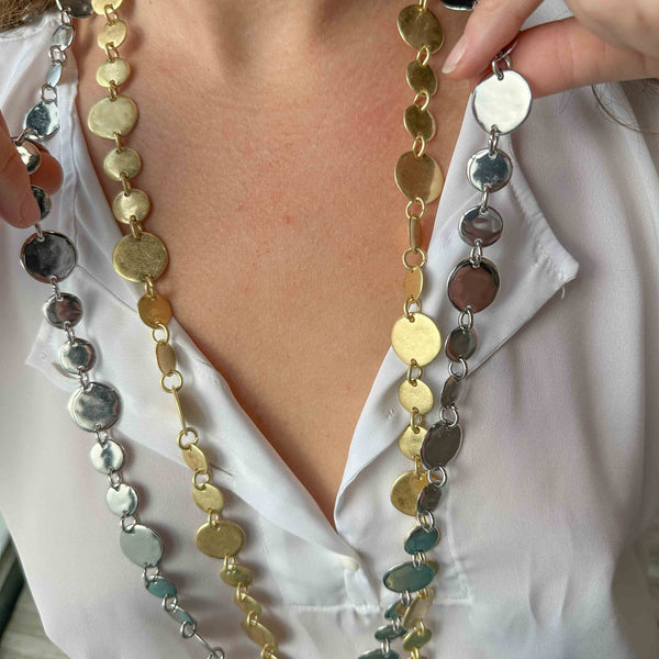 Μακρύ Κολιέ Δίσκοι σε Χρυσό ή Ασημί