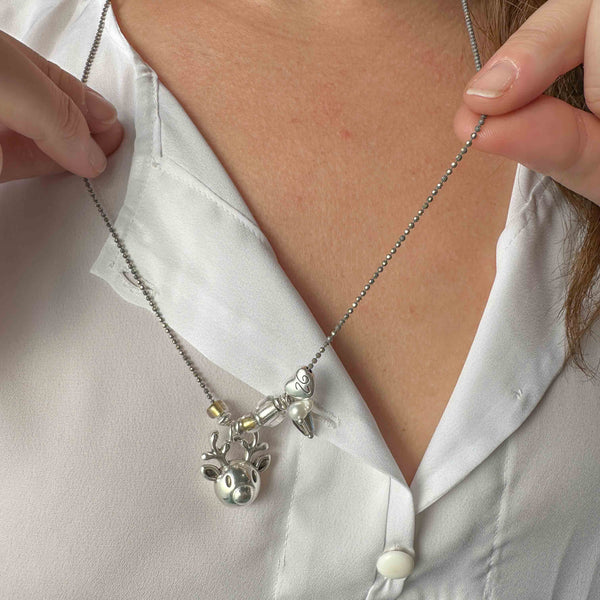 Γούρι 2026 Ρούντολφ με Μαργαριτάρι και Καρδιά