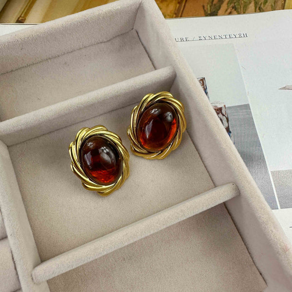 Σκουλαρίκια Επιχρυσωμένο Ατσάλι και Μελί Ταρταρούγα