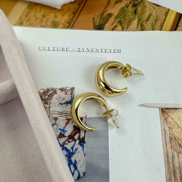 Σκουλαρίκια Επιχρυσωμένα Οβάλ Σχήμα