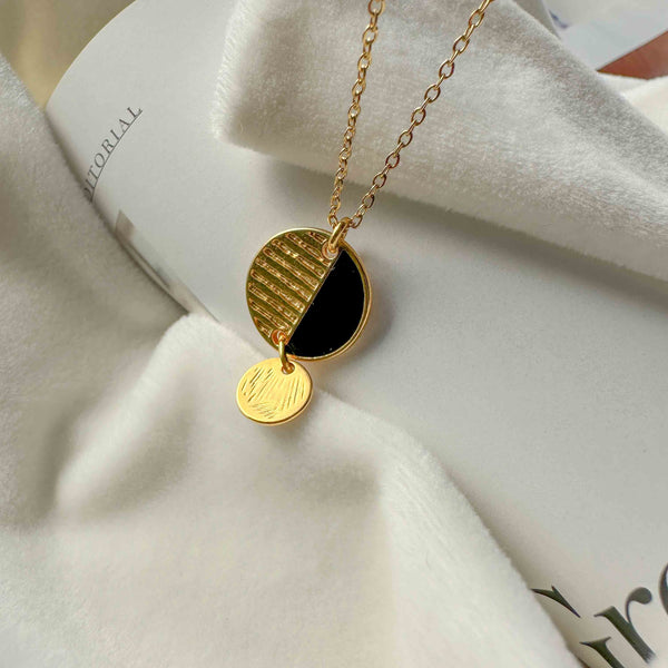 Αλυσίδα λαιμού Με Στρογγυλά Μοτίφ και Μαύρο σμάλτο