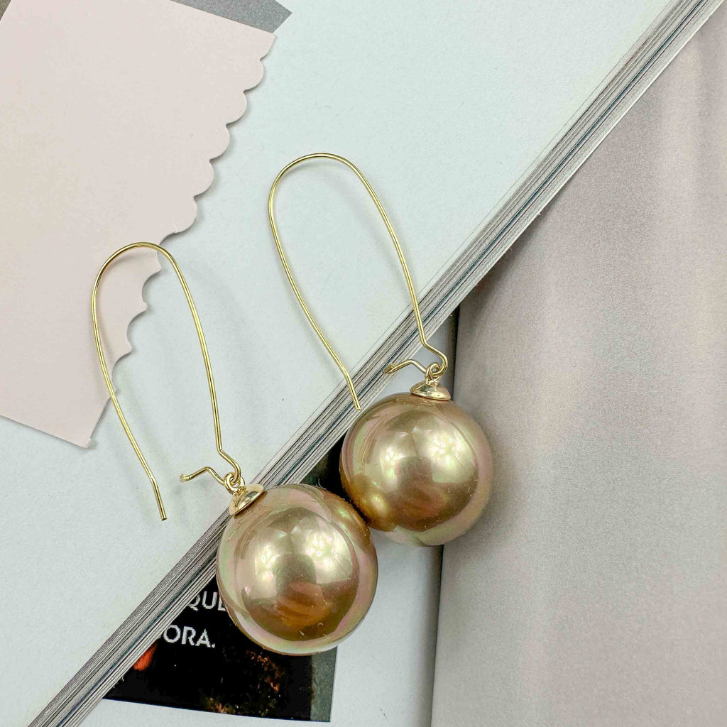 Σκουλαρίκια Golden Balls από Ατσάλι & Πέρλα