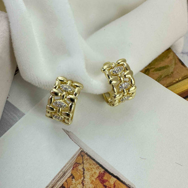 Σκουλαρίκια Επιχρυσωμένοι Κρίκοι Με Πλεκτό Σχέδιο