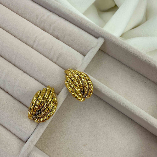 Σκουλαρίκια Κρίκοι Πλεξούδα Επιχρυσωμένα