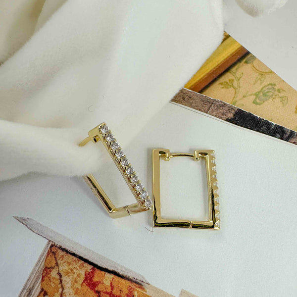 Σκουλαρίκια Κρίκοι Με Ζιργκόν Επιχρυσωμένα