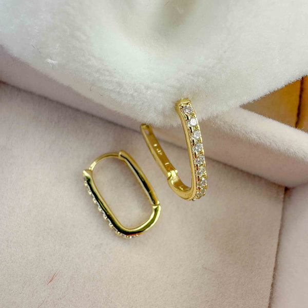 Επίχρυσα Σκουλαρίκια Με Λευκά Ζιργκόν