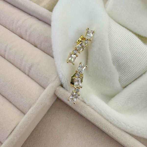 Σκουλαρίκια Ear Climbers Με Ζιργκόν Σε Ασημί Απόχρωση