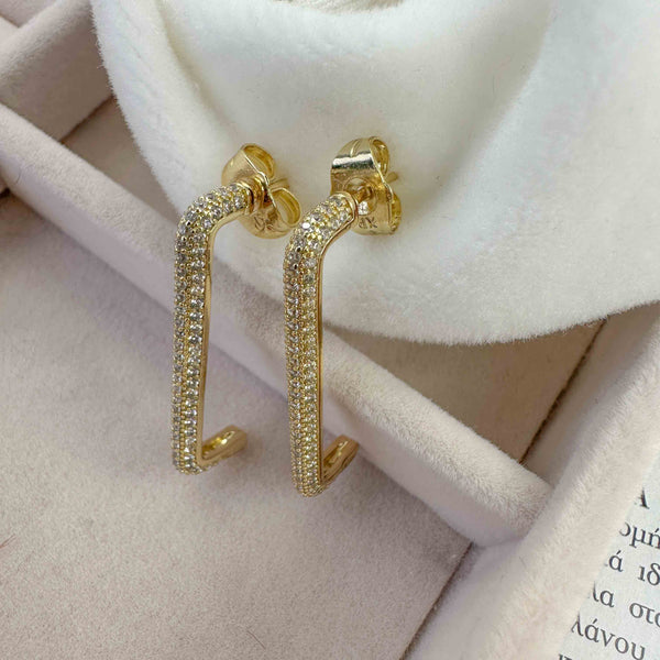 Σκουλαρίκια Μακριά Επιχρυσωμένα Με Ζιργκόν