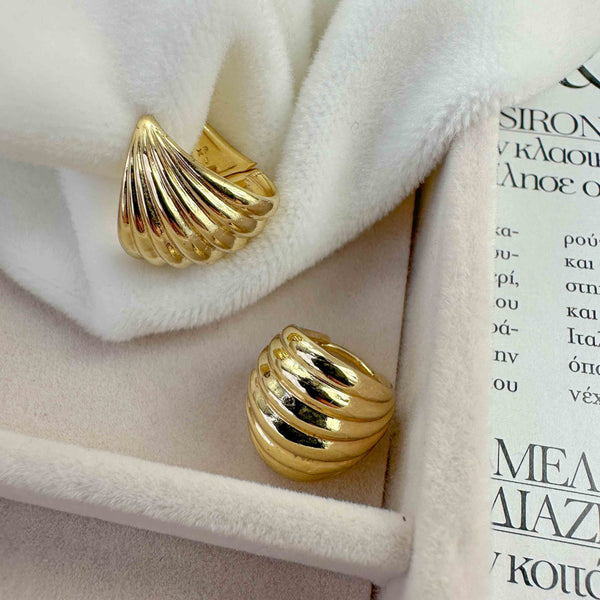 Σκουλαρίκια Επιχρυσωμένοι Κρίκοι Ανάγλυφο Σχέδιο