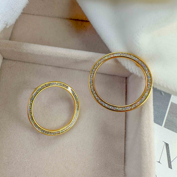 Σκουλαρίκια Κρίκοι Επιχρυσωμένοι με Λευκό Σμάλτο Glitter