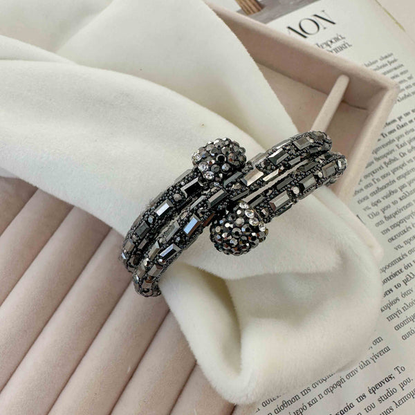 Βραχιόλι Με Μαύρα Ζιργκόν και Κρύσταλλα