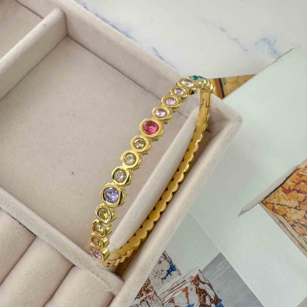 Χειροπέδα Ατσάλινη με Πολύχρωμα Ζιργκόν