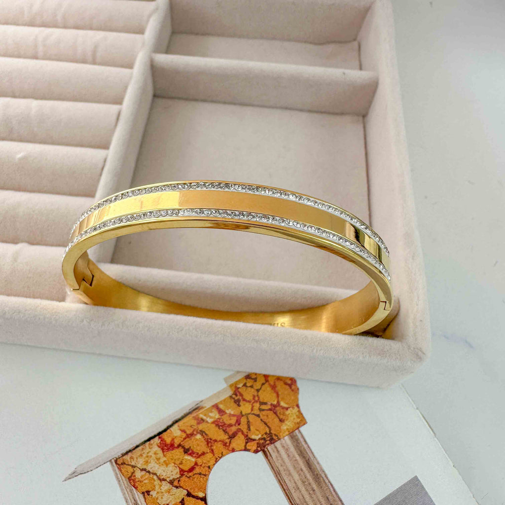 Ατσάλινη Επίχρυση Χειροπέδα με Ζιργκόν