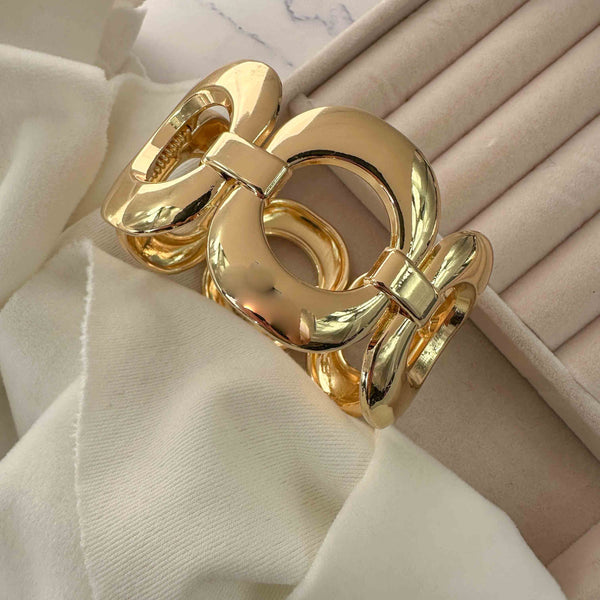 Statement Χρυσό Βραχιόλι με Κρίκους