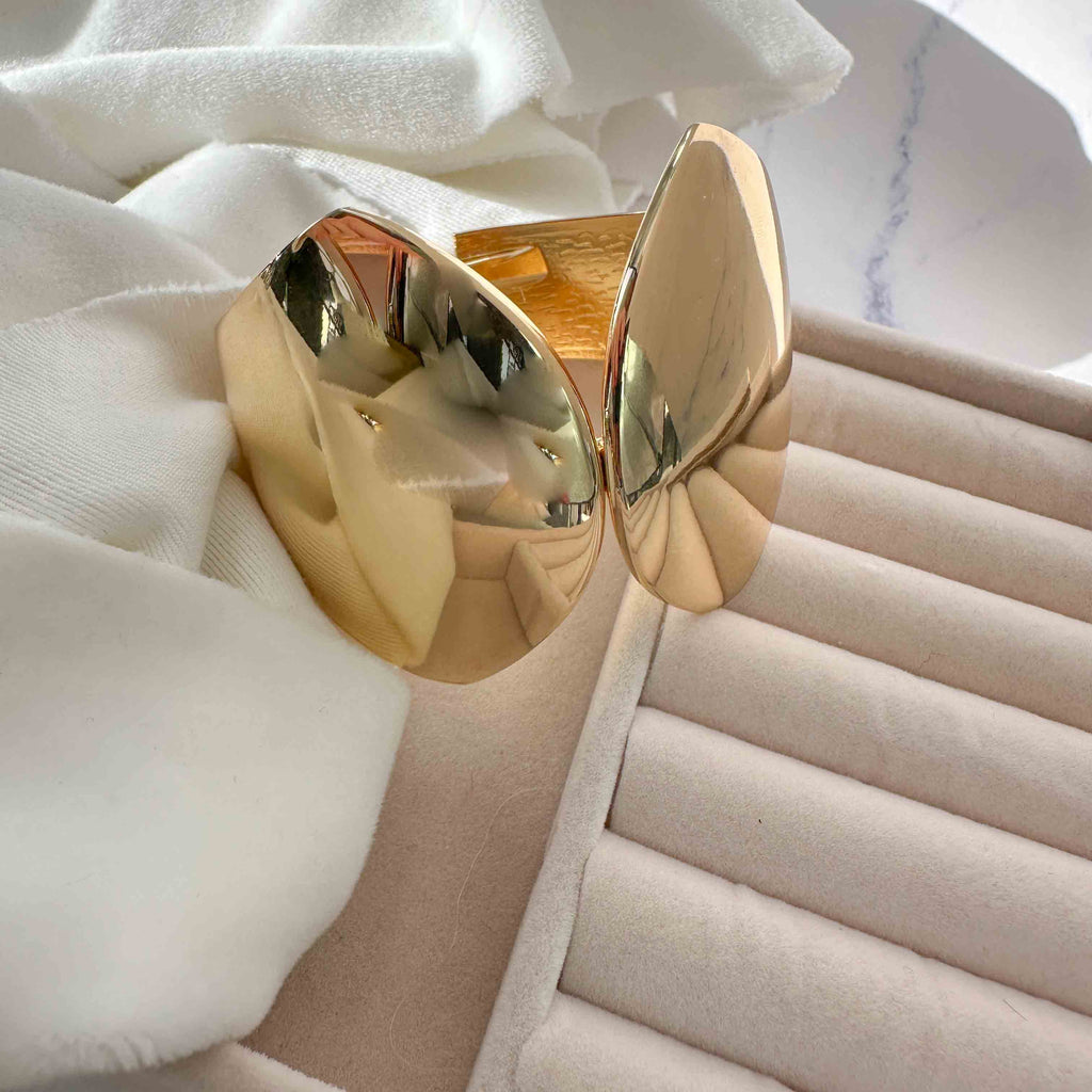 Statement Χρυσό Βραχιόλι με Οβάλ Σχεδιασμό