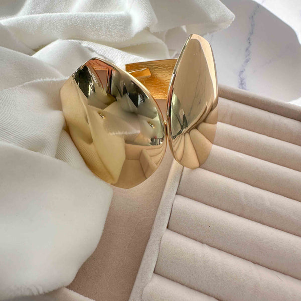 Statement Χρυσό Βραχιόλι με Οβάλ Σχεδιασμό